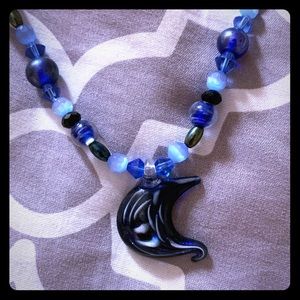 Handmade beaded blue necklace